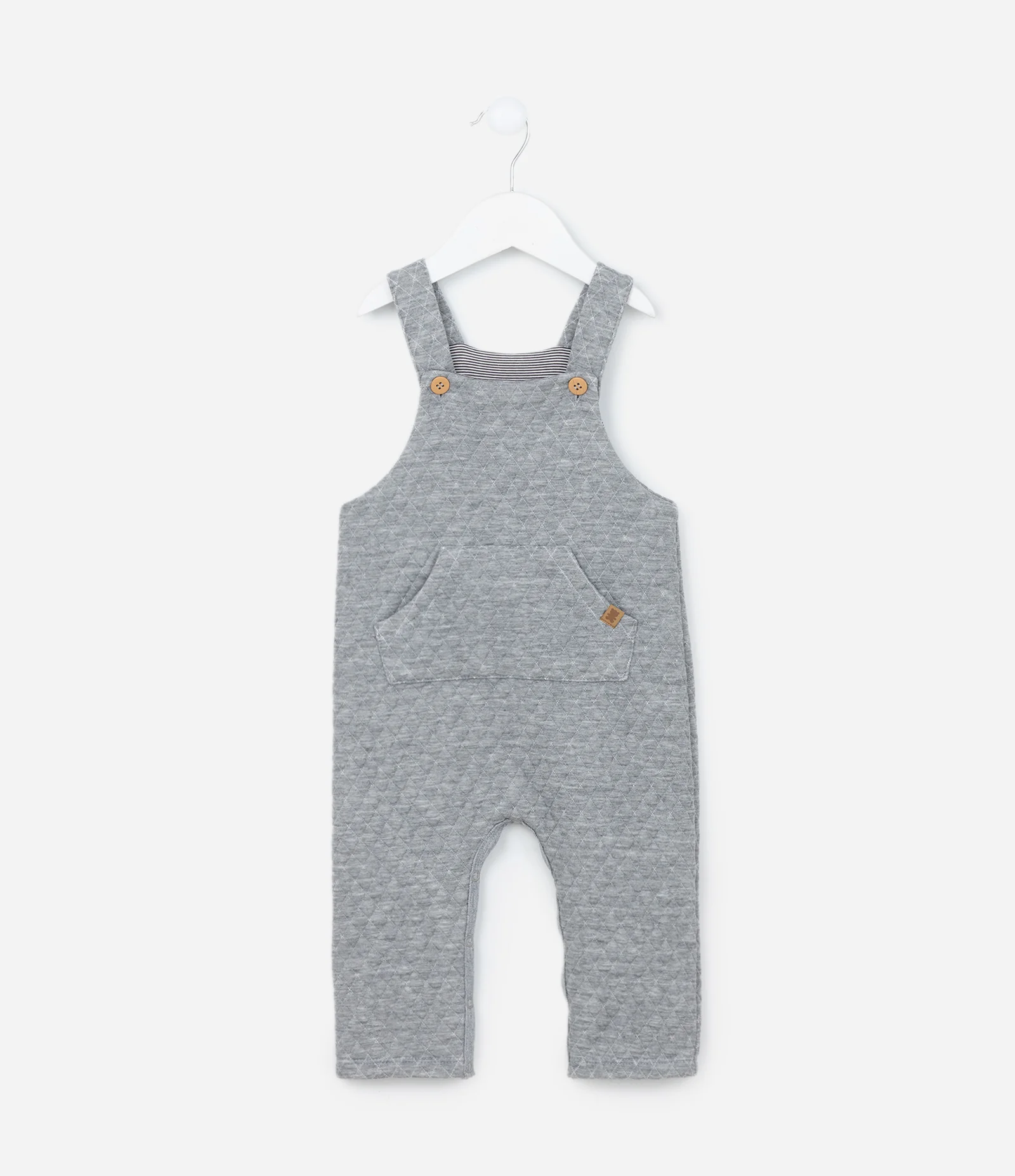 Jardineira Infantil com Textura Matelassê - Tam 0 a 18 meses Cinza 1