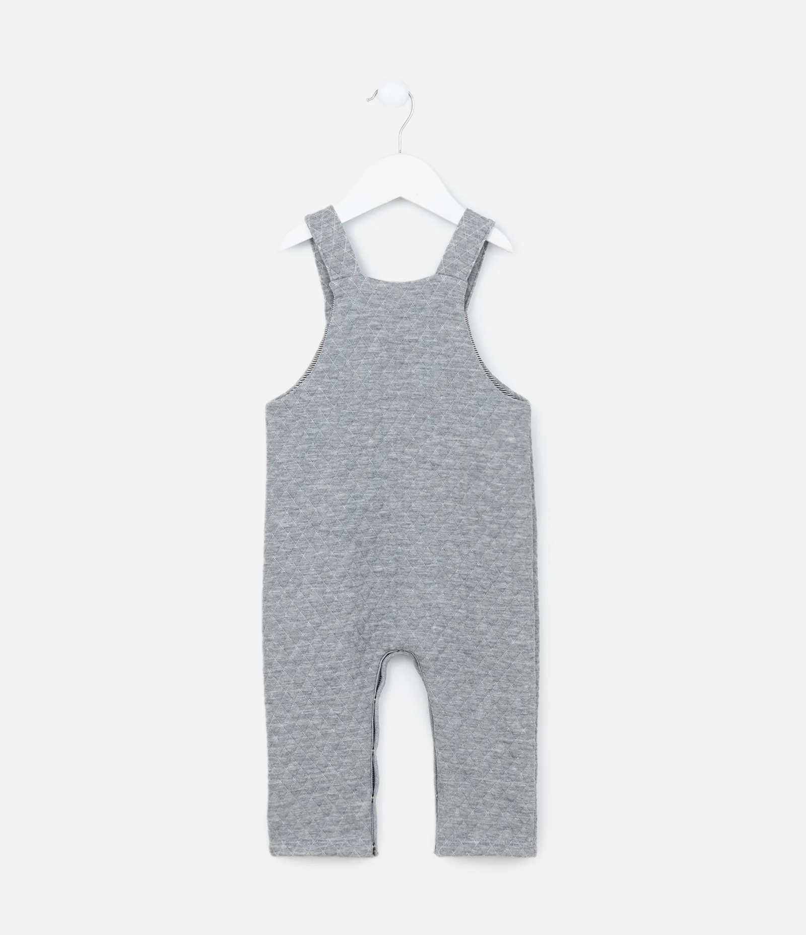 Jardineira Infantil com Textura Matelassê - Tam 0 a 18 meses Cinza 2