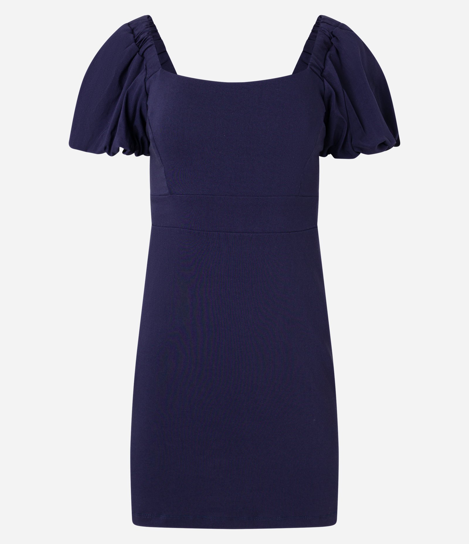 Vestido Curto em Bengaline com Manga Bufante Azul Marinho 5