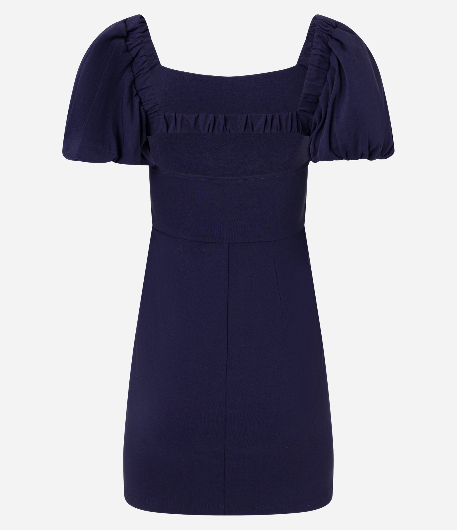 Vestido Curto em Bengaline com Manga Bufante Azul Marinho 6