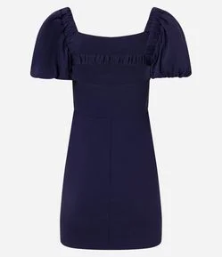 Vestido Curto em Bengaline com Manga Bufante