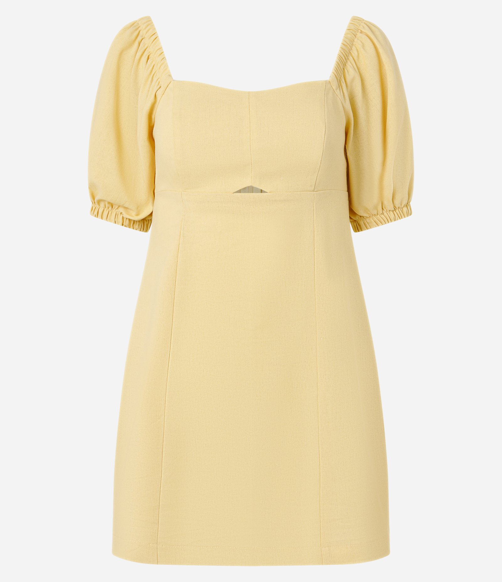Vestido Curto em Viscolinho com Manga Bufante Amarelo 5