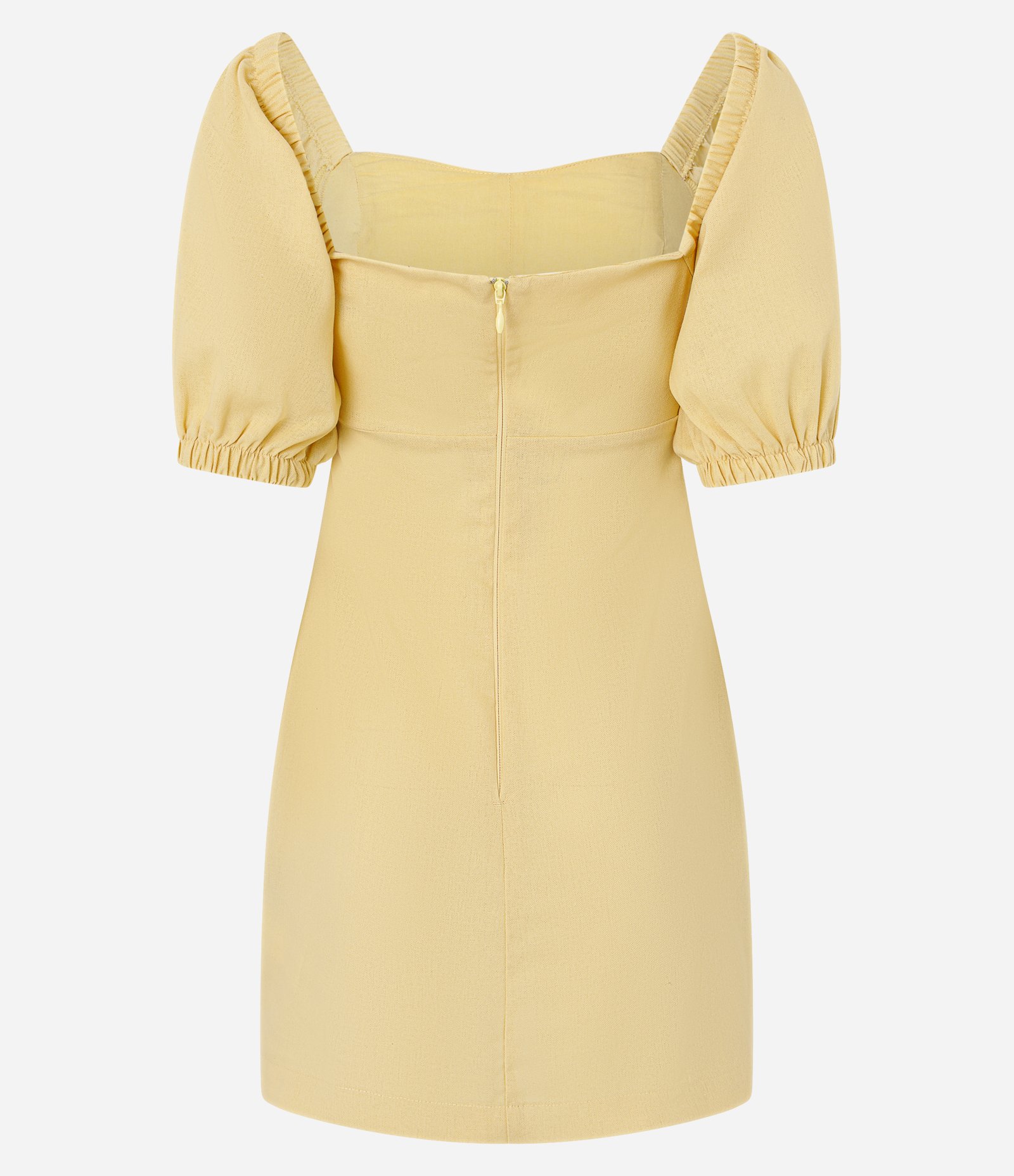 Vestido Curto em Viscolinho com Manga Bufante Amarelo 6