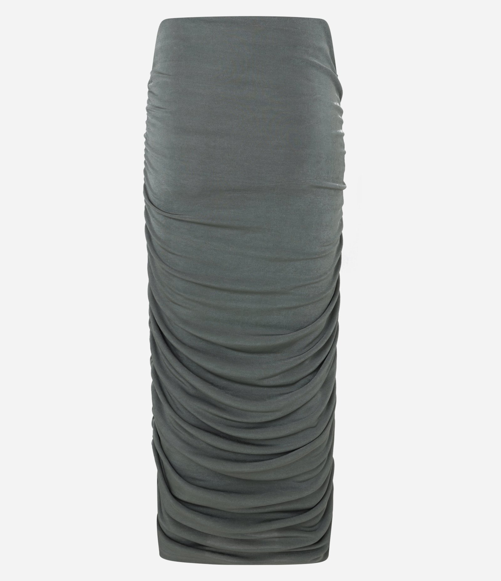 Saia New Midi Franzida em Ribana Verde Acinzentado 6