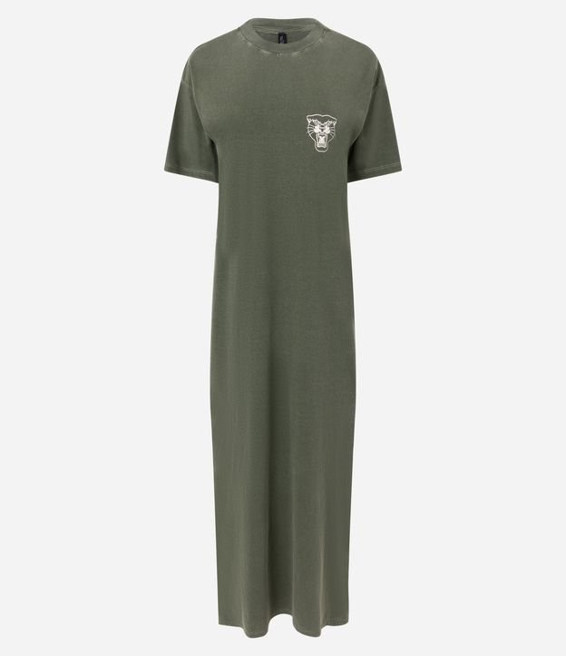 Vestido T-Shirt New Midi com Estampa Frente e Costas de Tigre