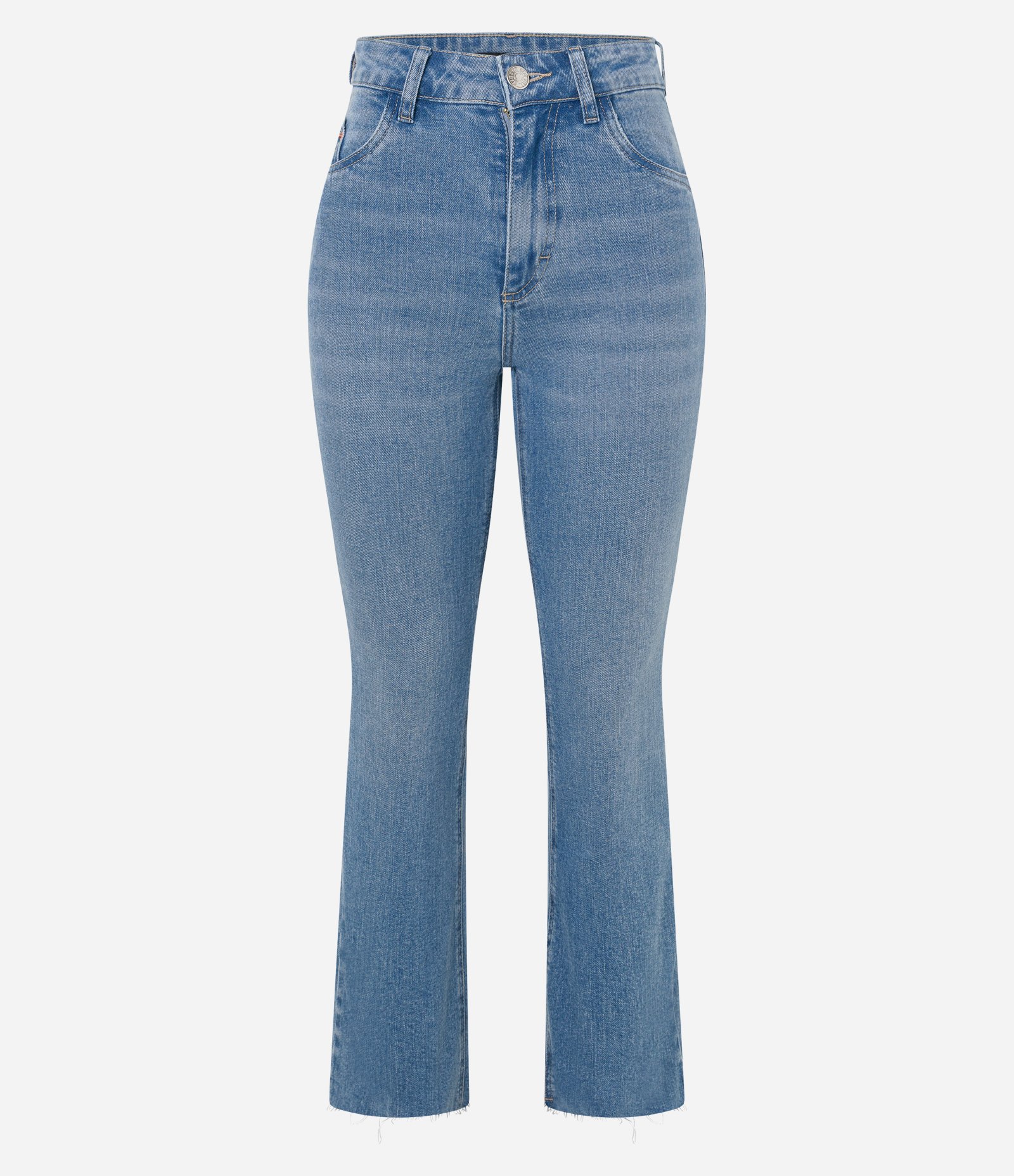 Calça Flare Cropped em Jeans com Barra a Fio Azul Claro 5
