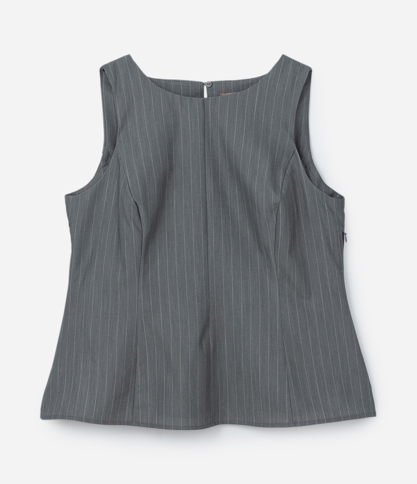 Blusa Alfaiatada com Listras Riscas de Giz Curve & Plus Size Cinza 7