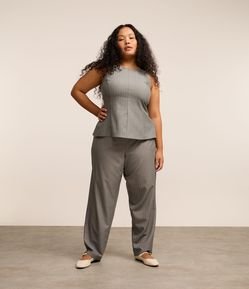 Blusa Alfaiatada com Listras Riscas de Giz Curve & Plus Size