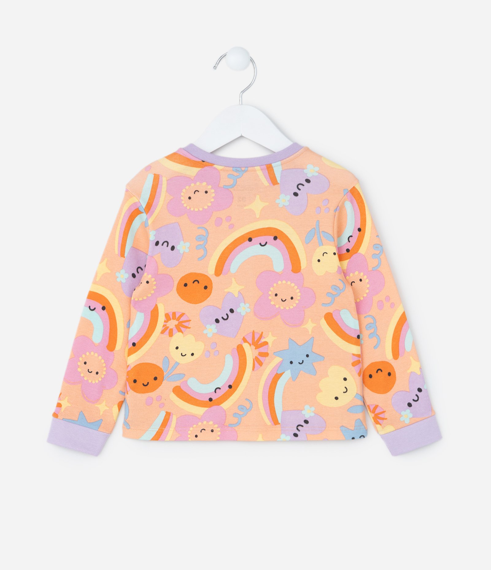 Pijama Infantil com Estampa Arco Íris e Flores - Tam 1 a 4 Anos Laranja 3