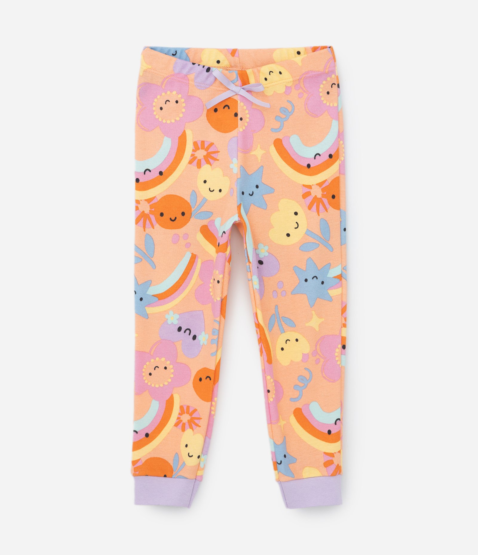 Pijama Infantil com Estampa Arco Íris e Flores - Tam 1 a 4 Anos Laranja 5