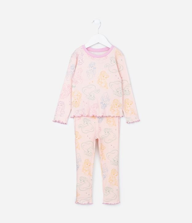 Pijama Infantil em Ribana com Estampa Princesas - Tam 2 a 4 Anos