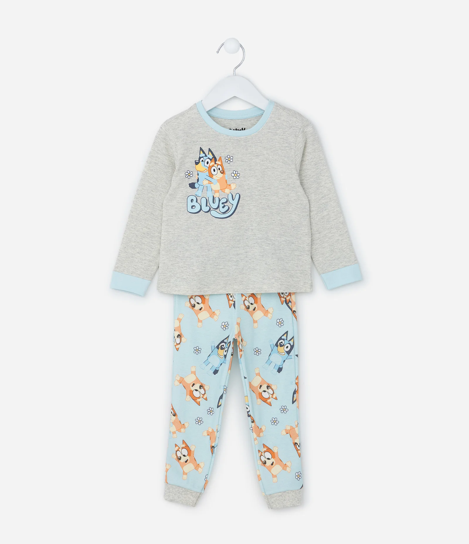 Pijama Infantil Longo em Algodão Estampa Bluey - Tam 2 a 6 anos Cinza/Azul 1