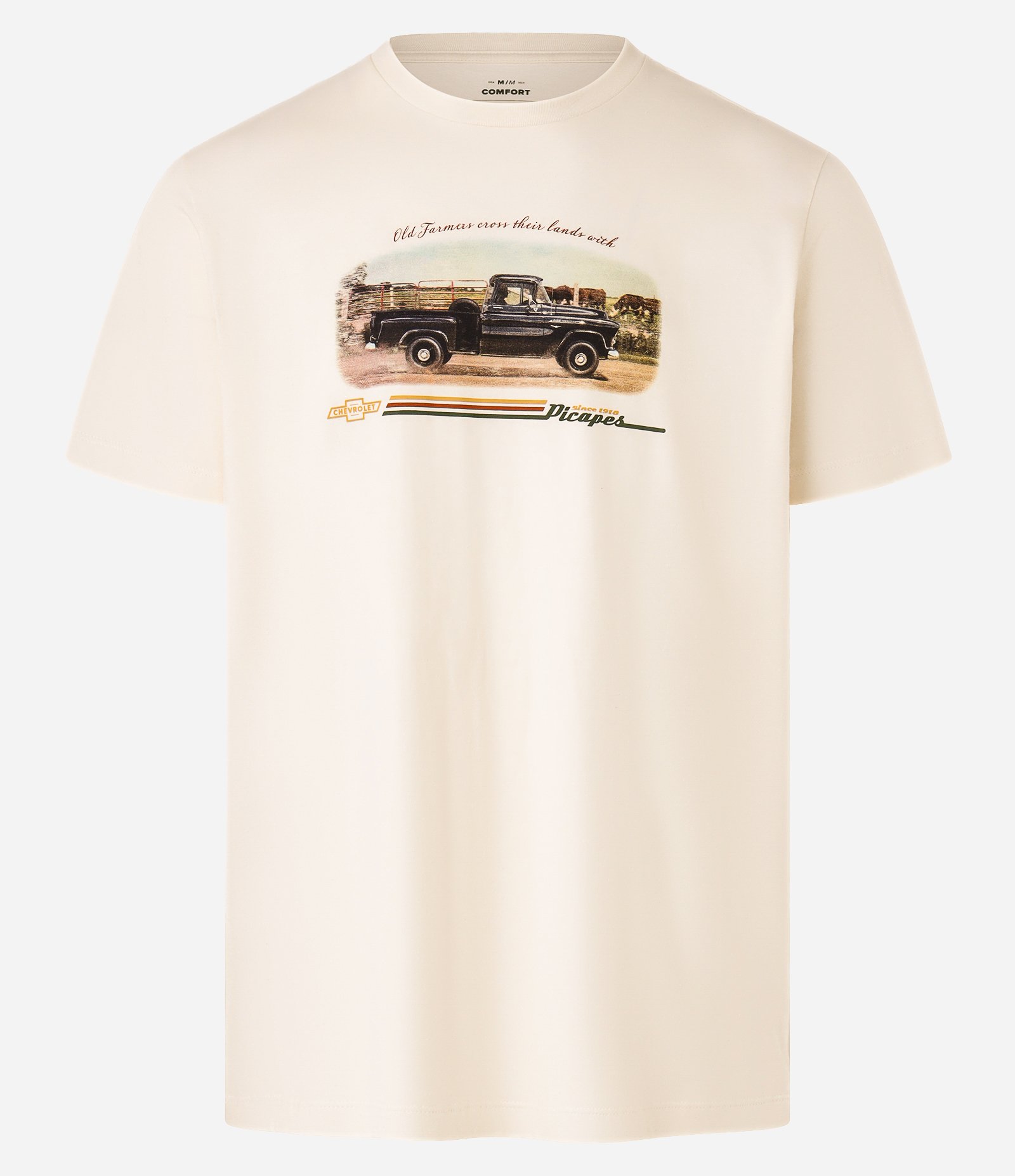 Camiseta Comfort com Estampa de Picape Chevrolet Off White 5