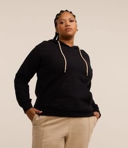 Moletom Canguru com Cordão Contrastante Curve & Plus Size