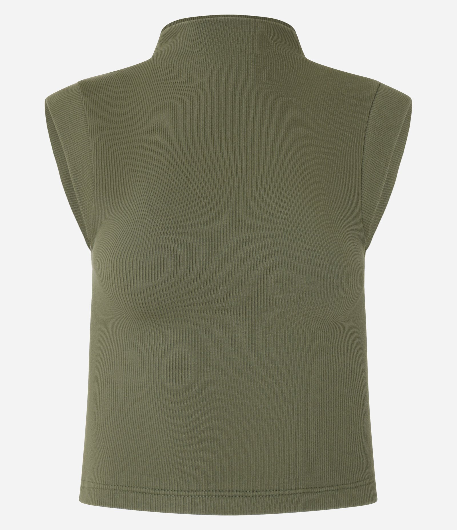 Blusa em Ribana com Golinha Alta e Cava Estendida Verde 1