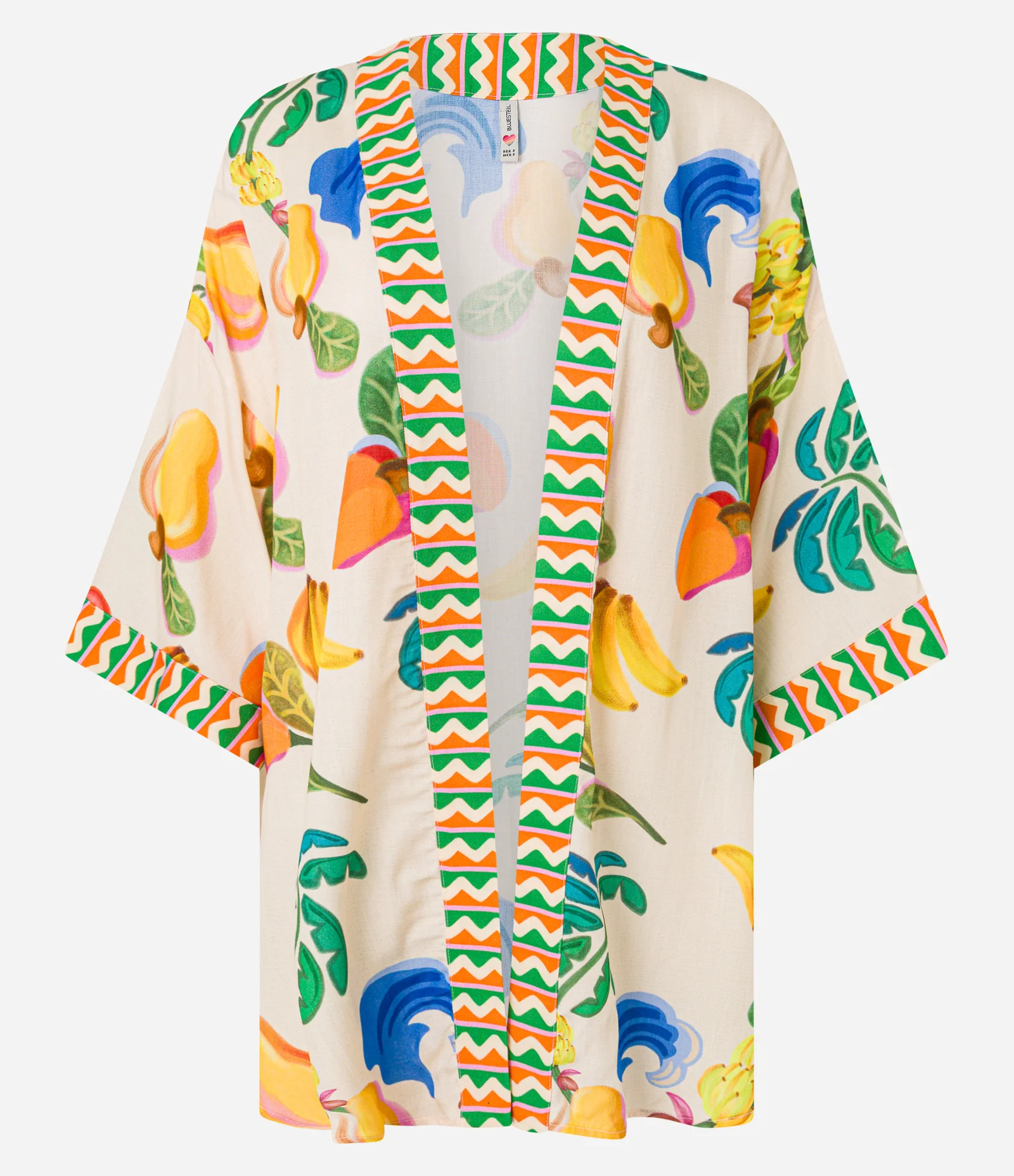 Kimono Alongado em Viscose com Estampa Frutas Multicores 5