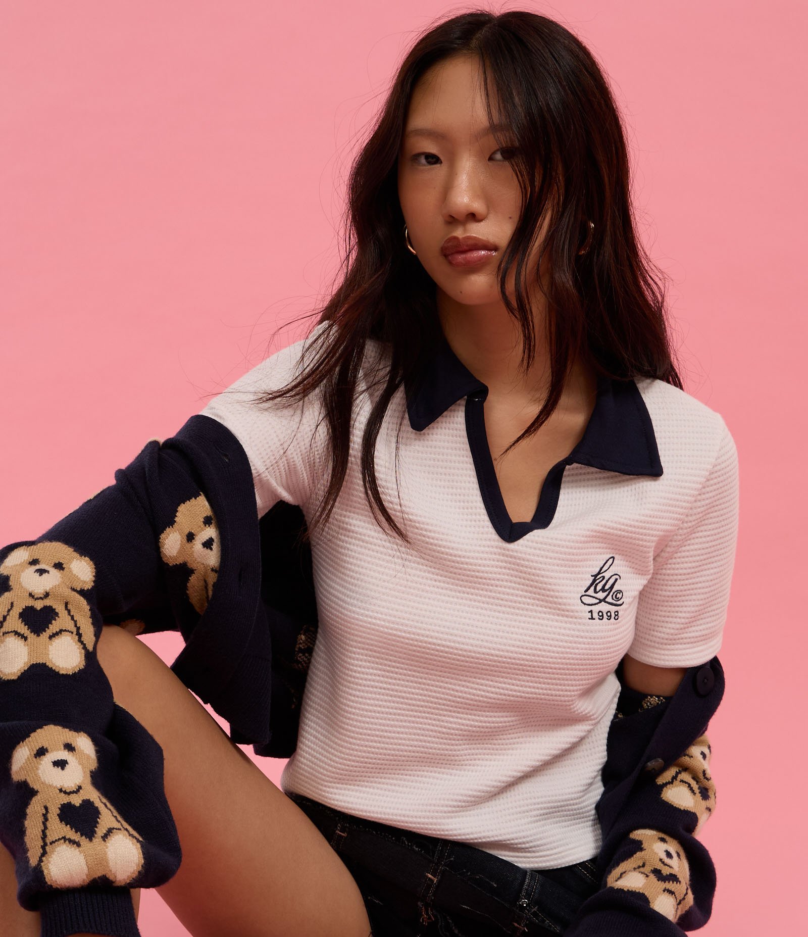 Blusa Polo Texturizada com Bordado em Lettering Branco 4