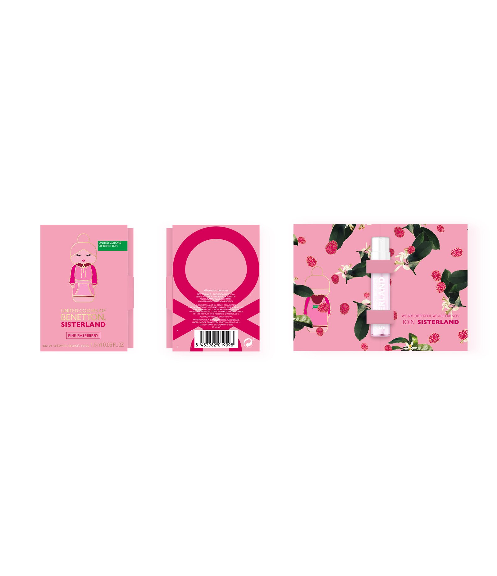 Brinde Benetton United Colors Sisterland Pink Raspberry Eau de Toilette Amostra 1 5 ml U 1