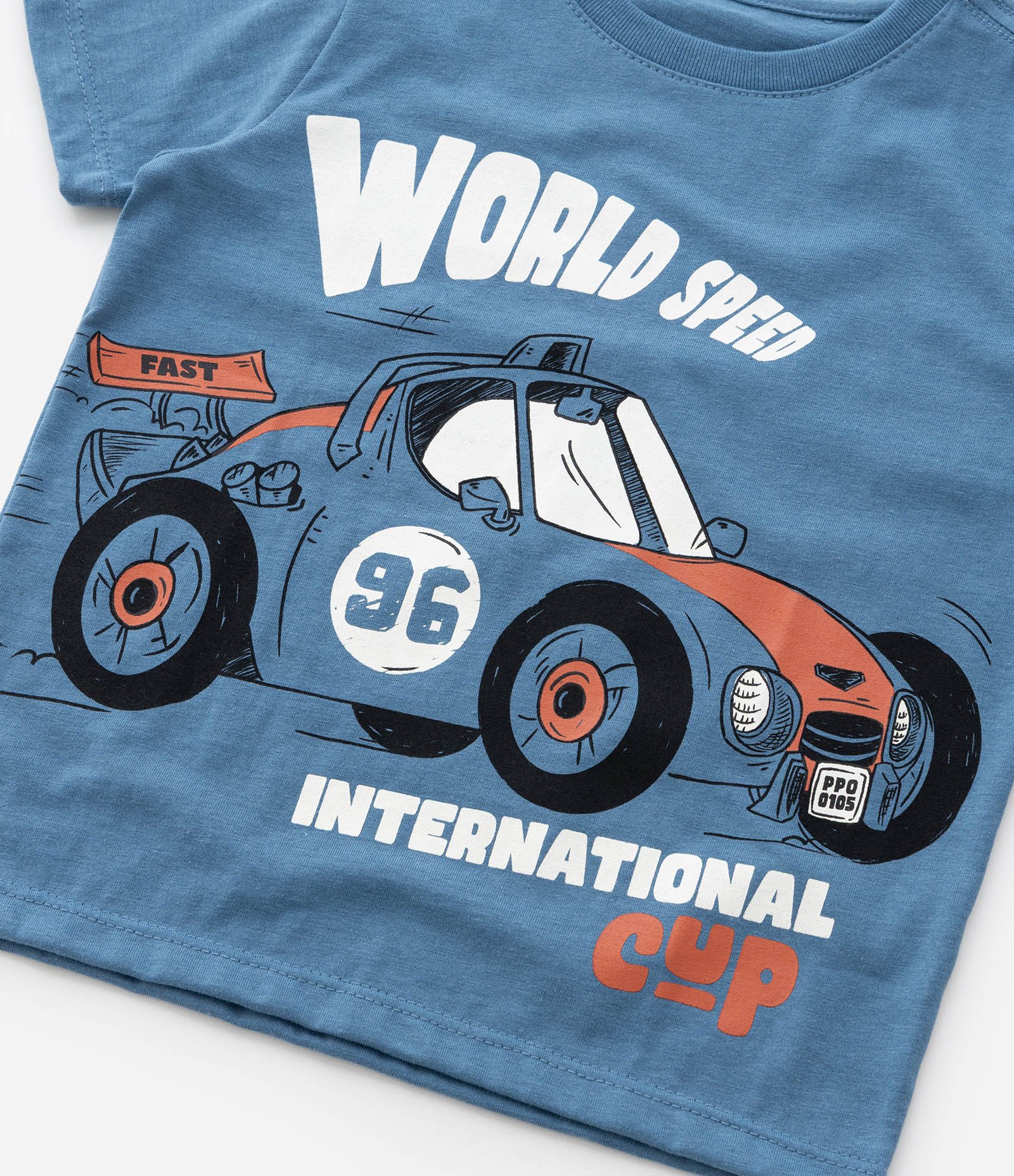 Camiseta Infantil com Estampa Carro de Corrida - Tam 1 a 6 Anos Azul 4