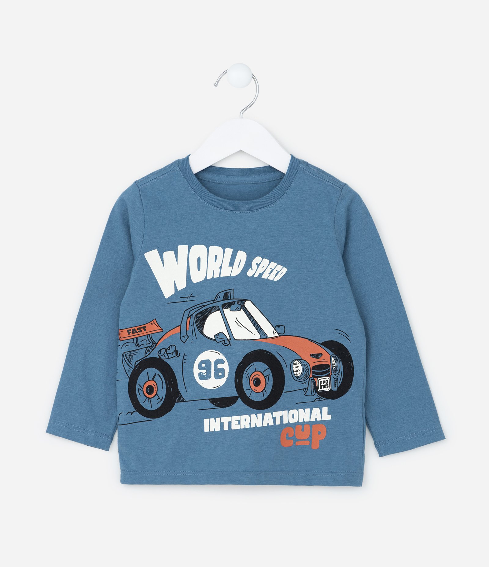 Camiseta Infantil com Estampa Carro de Corrida - Tam 1 a 6 Anos Azul 1