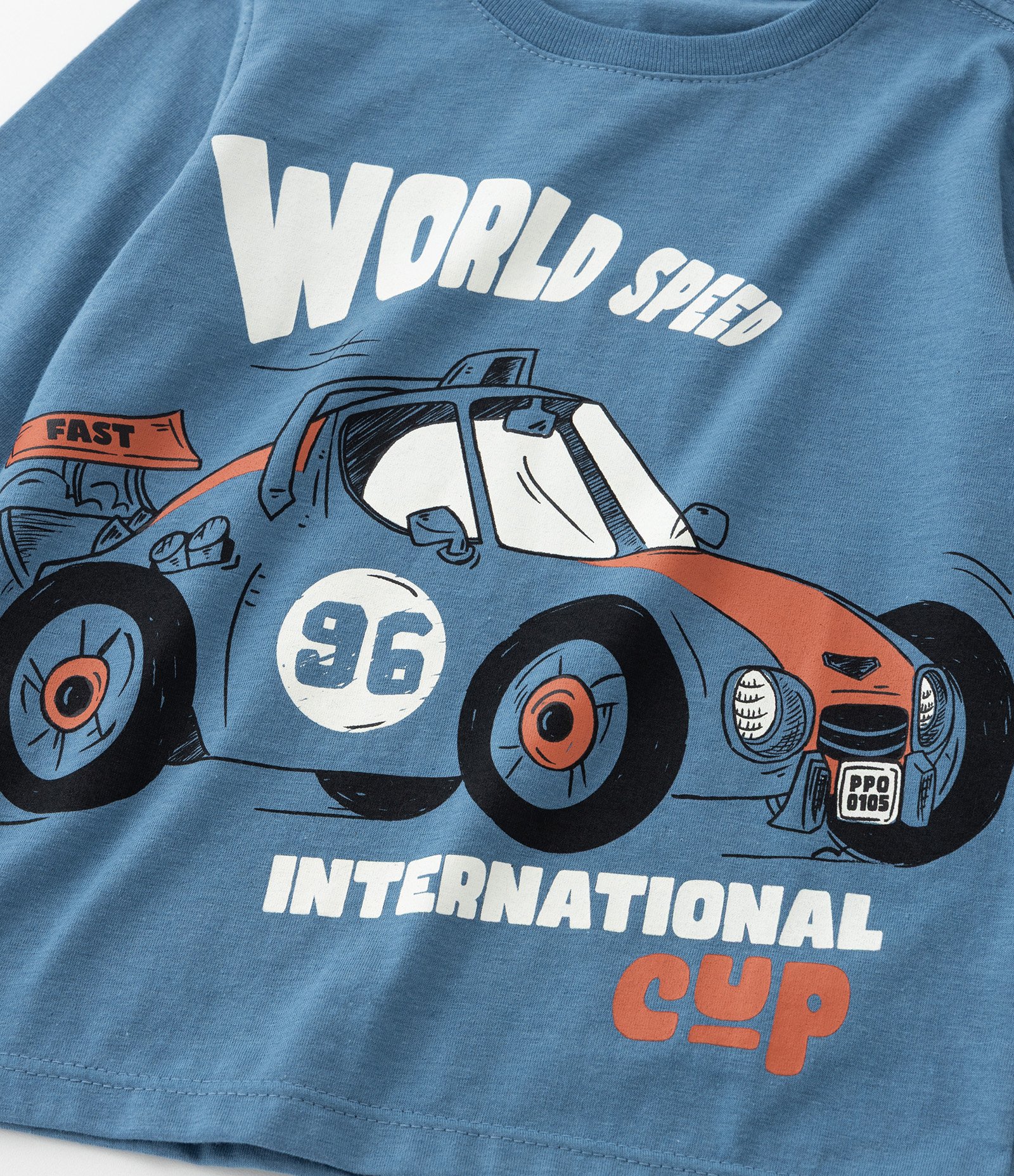 Camiseta Infantil com Estampa Carro de Corrida - Tam 1 a 6 Anos Azul 4
