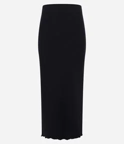 Saia Midi em Ribana com Barra Picot e Fenda