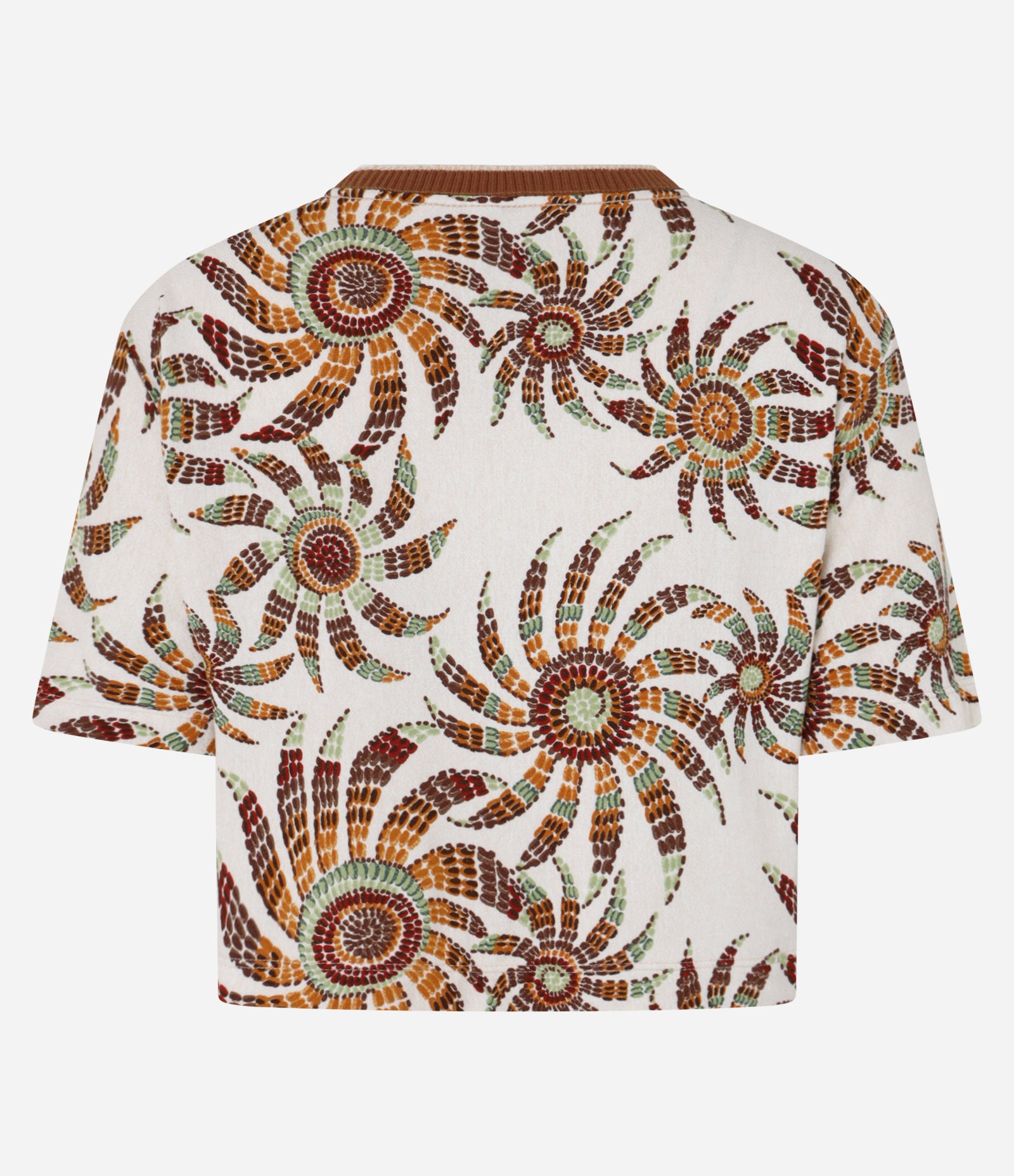 Blusa Cropped com Gola Retilínea e Estampa Floral Off White 5