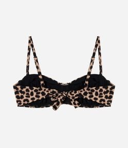 Biquíni Top Meia Taça em Microfibra Estampa Animal Print Onça