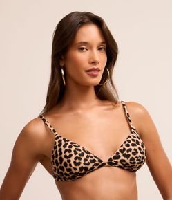 Biquíni Top Triangulo Fixo em Microfibra Estampado Animal Print Onça