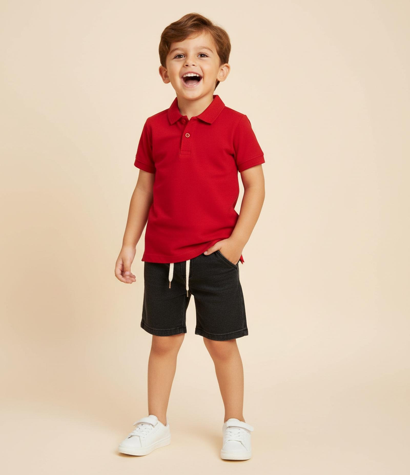 Camiseta Polo Infantil com Bordado - Tam 1 a 5 Anos Vermelho 1