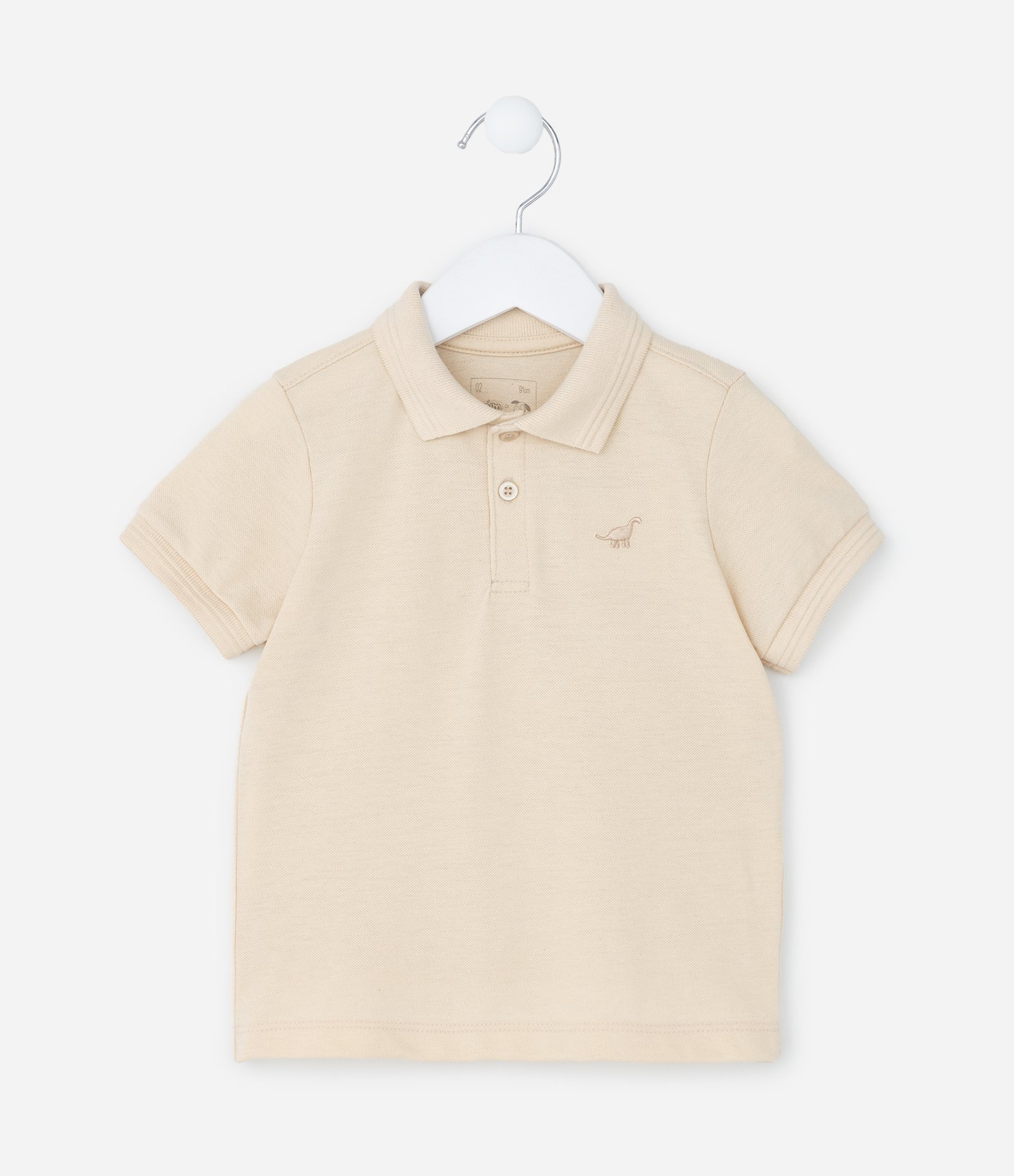 Camiseta Polo Infantil com Bordado - Tam 1 a 5 Anos Bege 1