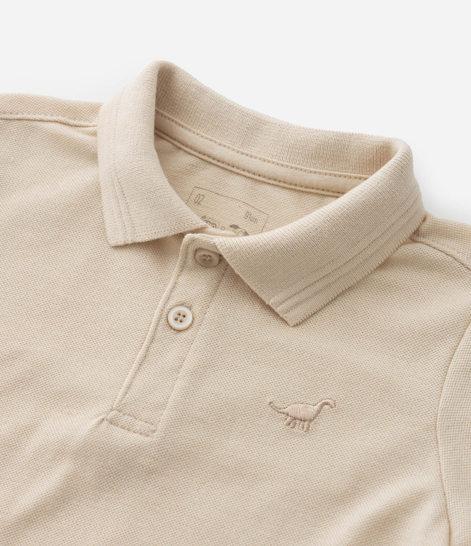 Camiseta Polo Infantil com Bordado - Tam 1 a 5 Anos Bege 5