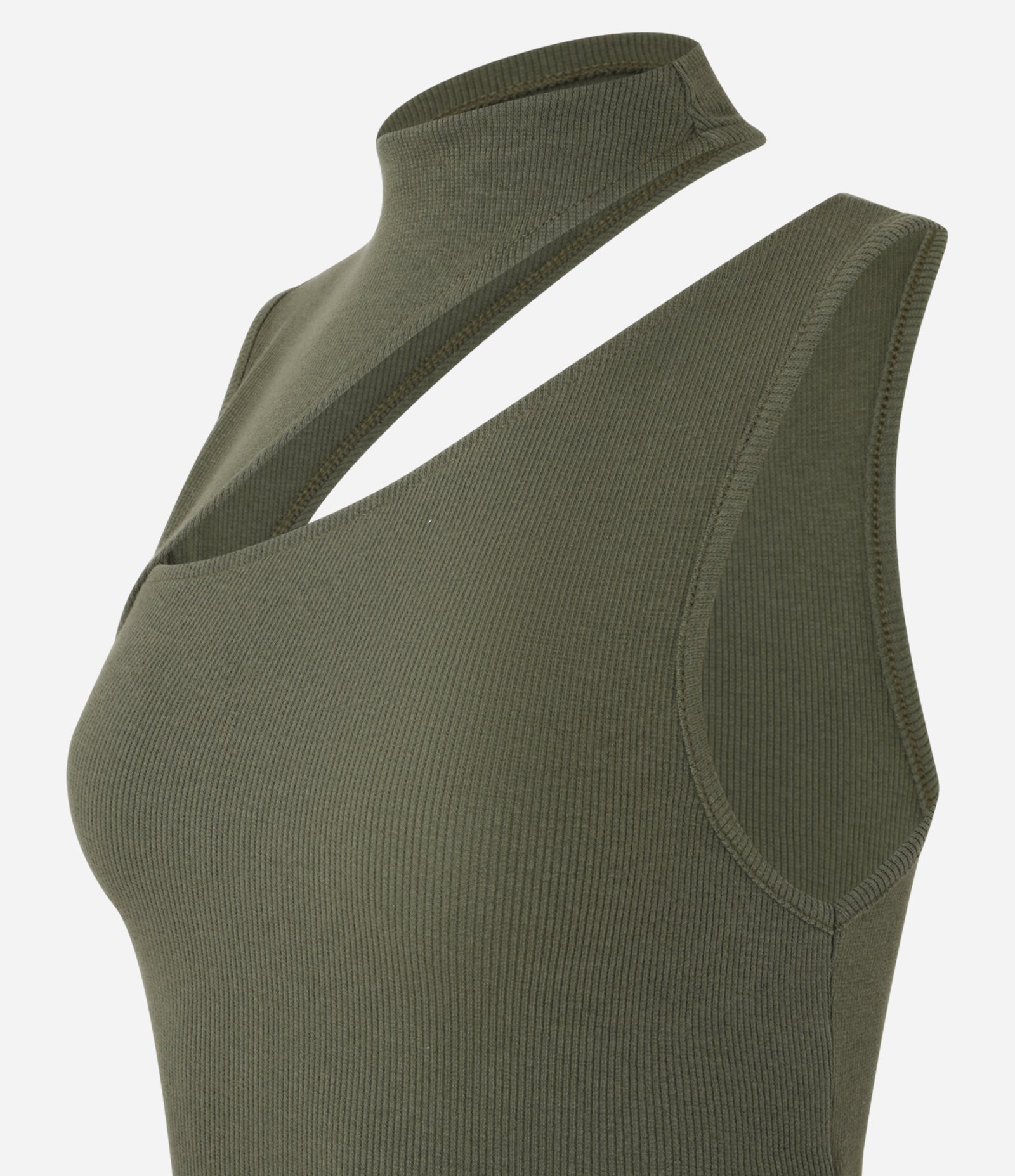 Blusa em Algodão Agroecológico com Gola Alta e Decote Assimétrico Verde 5