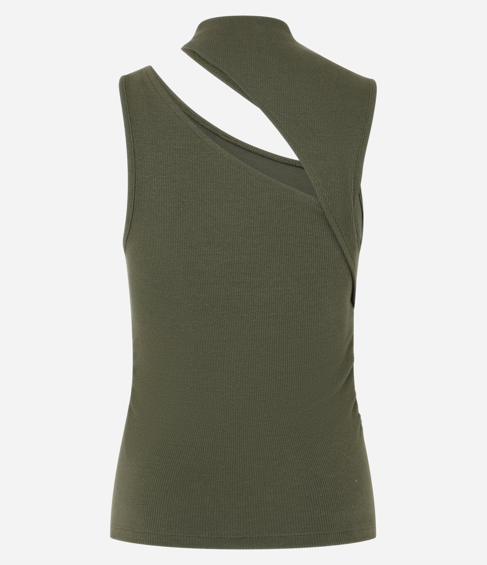 Blusa em Algodão Agroecológico com Gola Alta e Decote Assimétrico Verde 6