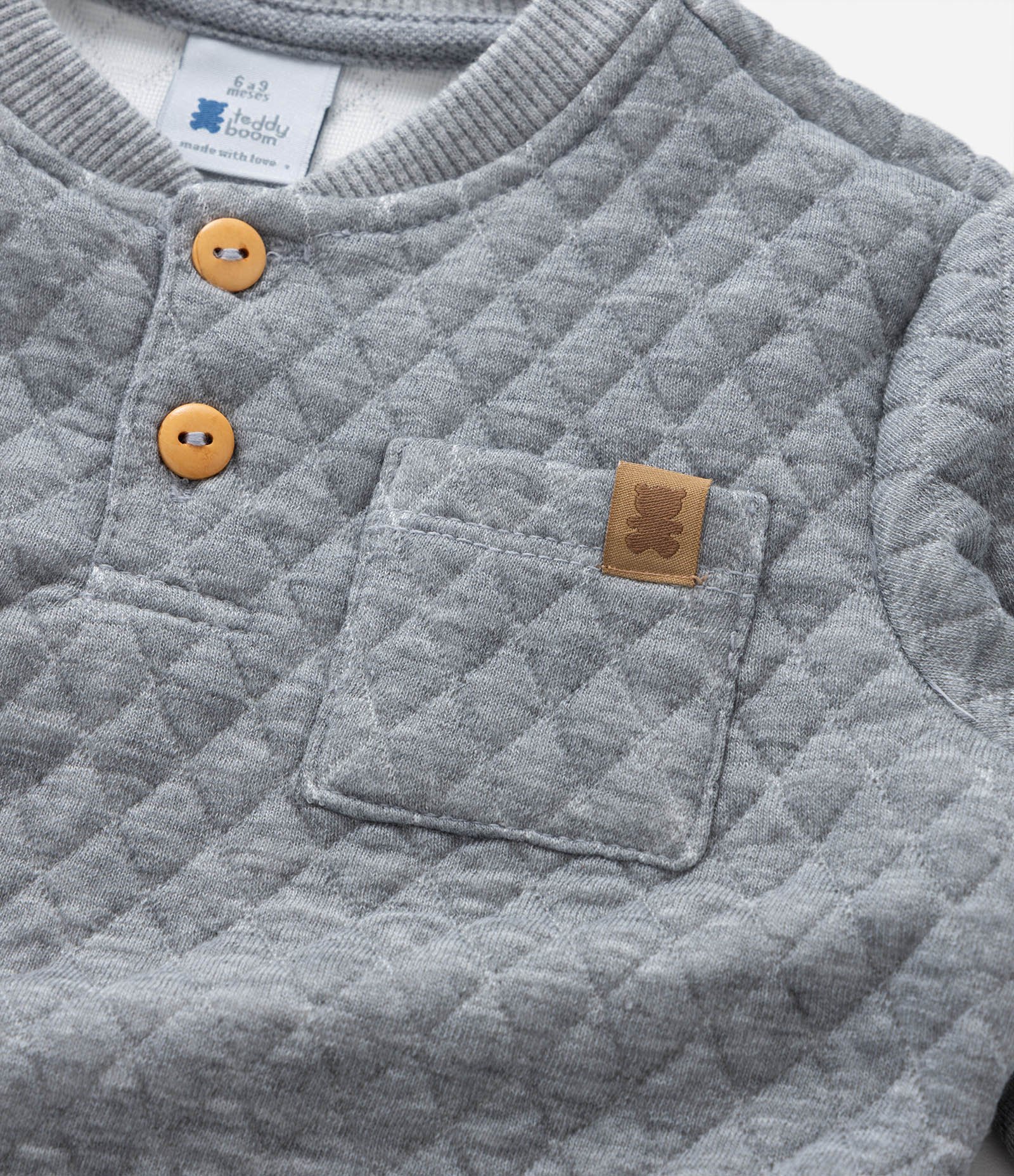 Conjunto Infantil com Textura Matelassê - Tam 0 a 18 meses Cinza 10