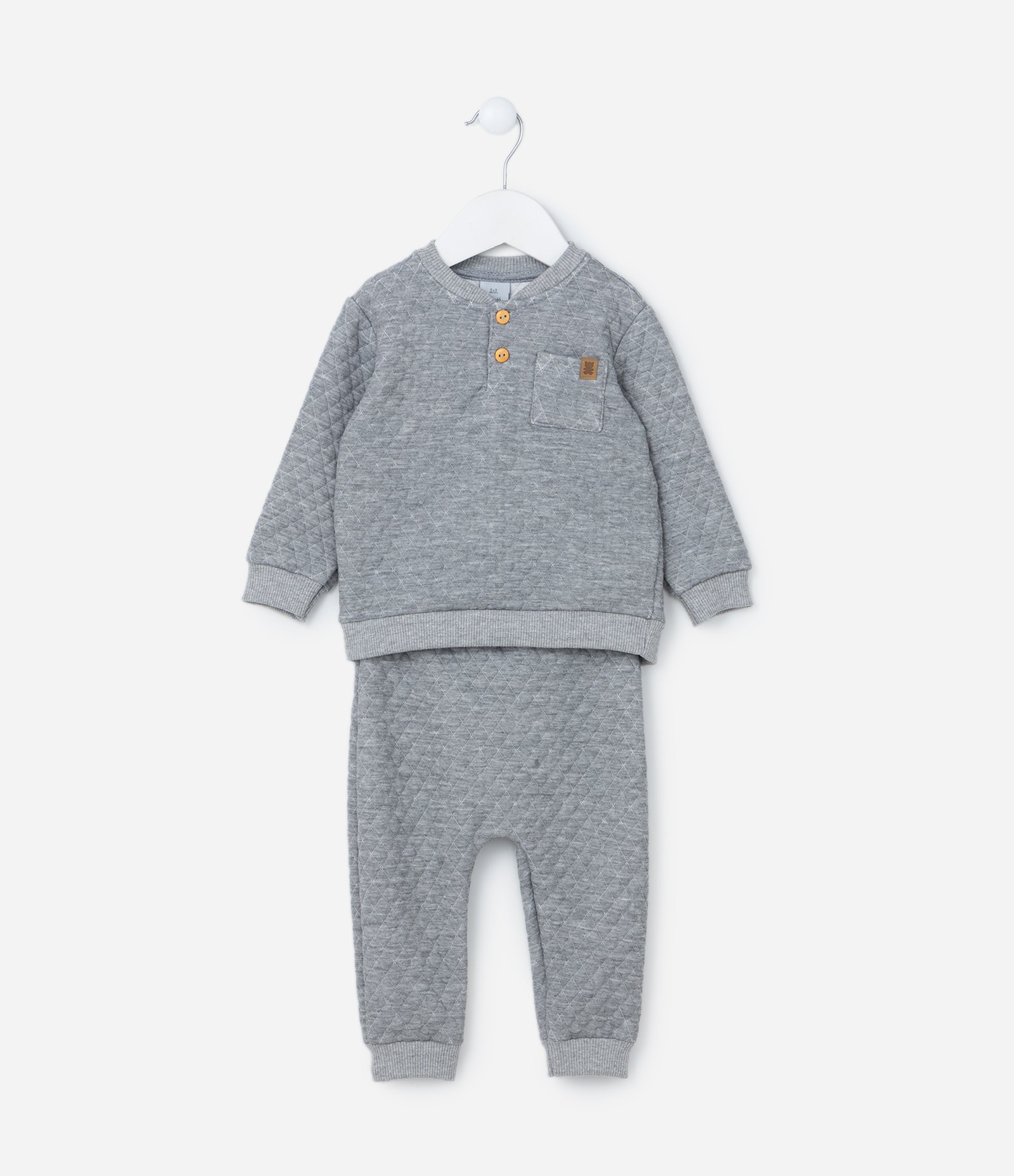 Conjunto Infantil com Textura Matelassê - Tam 0 a 18 meses Cinza 1