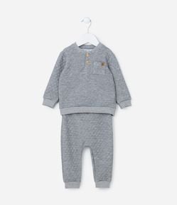 Conjunto Infantil com Textura Matelassê - Tam 0 a 18 meses