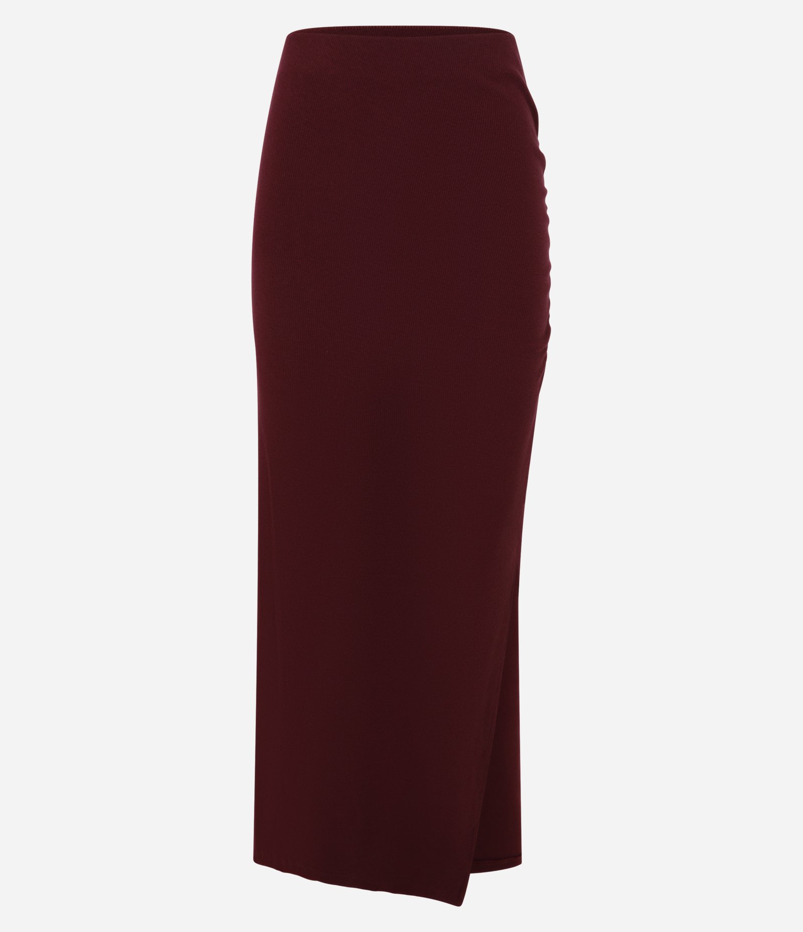Saia New Midi em Bengaline com Drapeado na Lateral Bordô 5