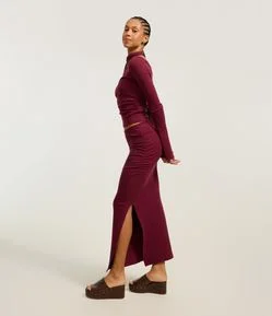 Saia New Midi em Bengaline com Drapeado na Lateral