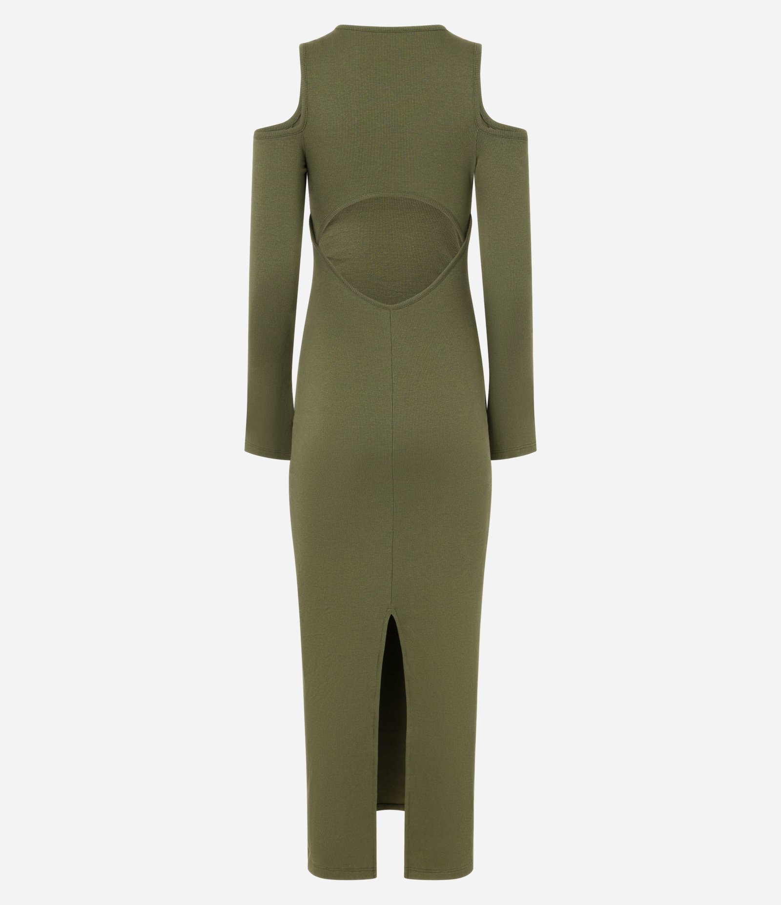 Vestido Longo em Bengaline com Algodão Agroecológico e Recorte Vazado nos Ombros Verde 7