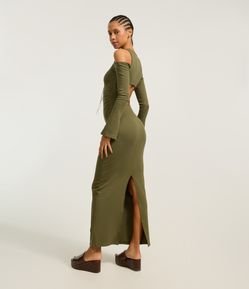 Vestido Longo em Bengaline com Algodão Agroecológico e Recorte Vazado nos Ombros