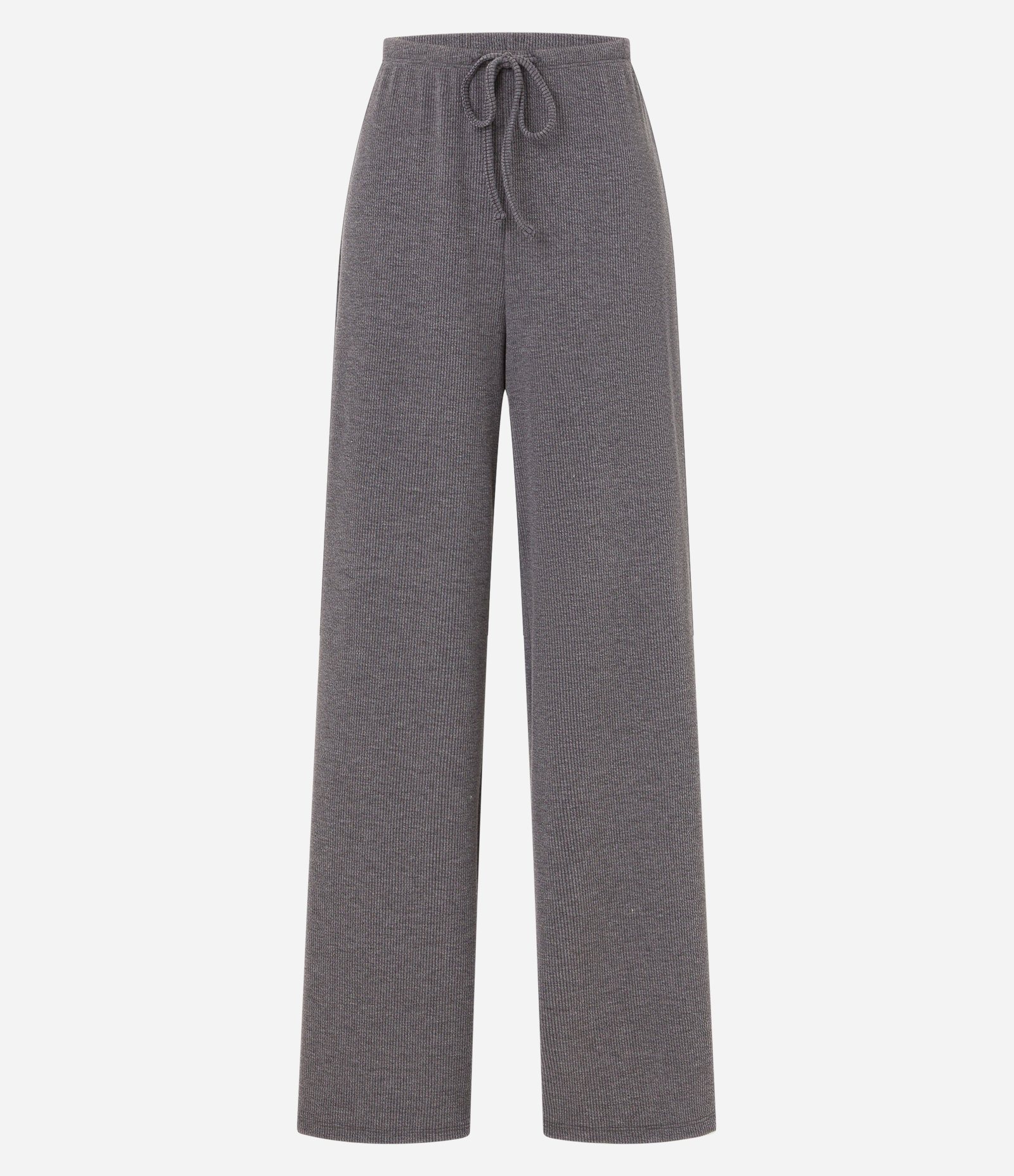 Calça Flare Canelada com Amarração no Cós Cinza 5