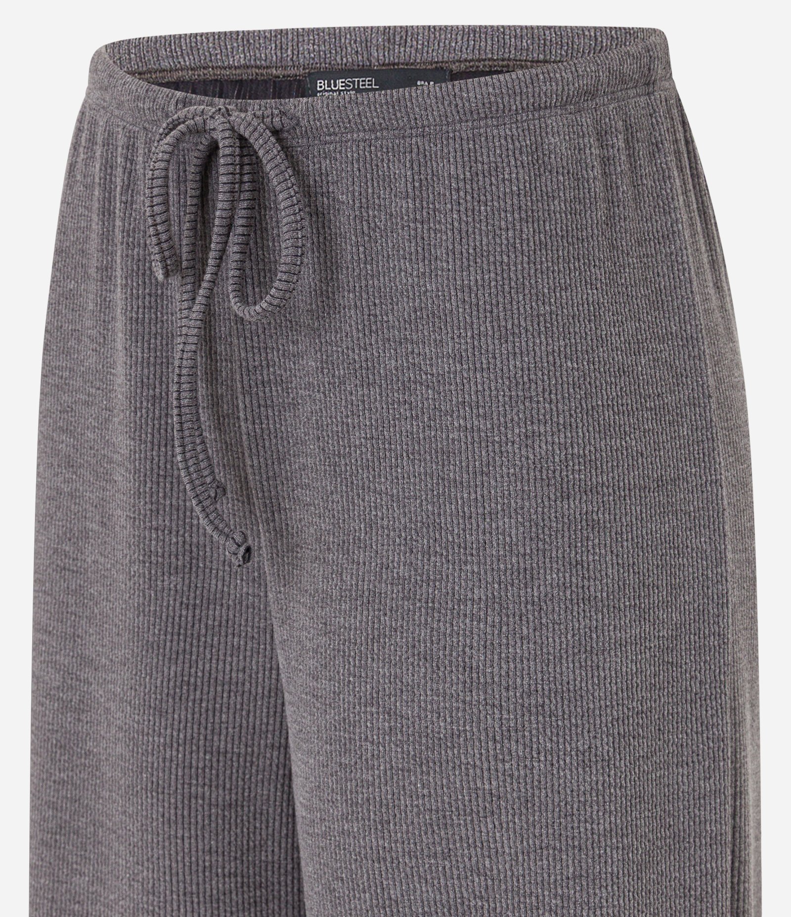 Calça Flare Canelada com Amarração no Cós Cinza 6