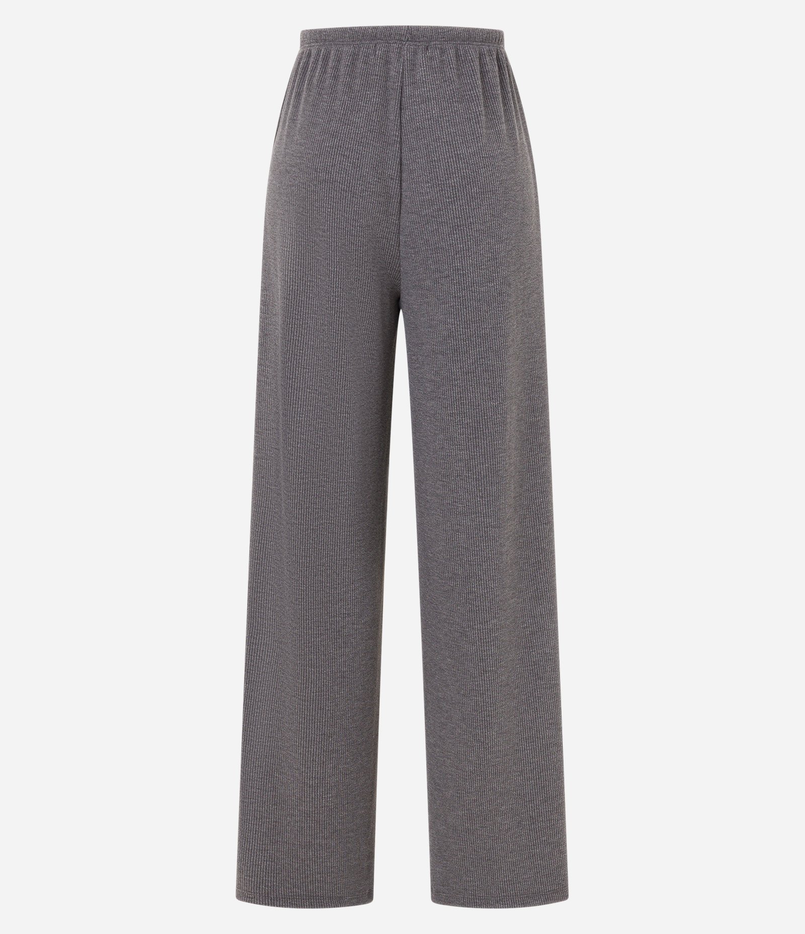 Calça Flare Canelada com Amarração no Cós Cinza 7