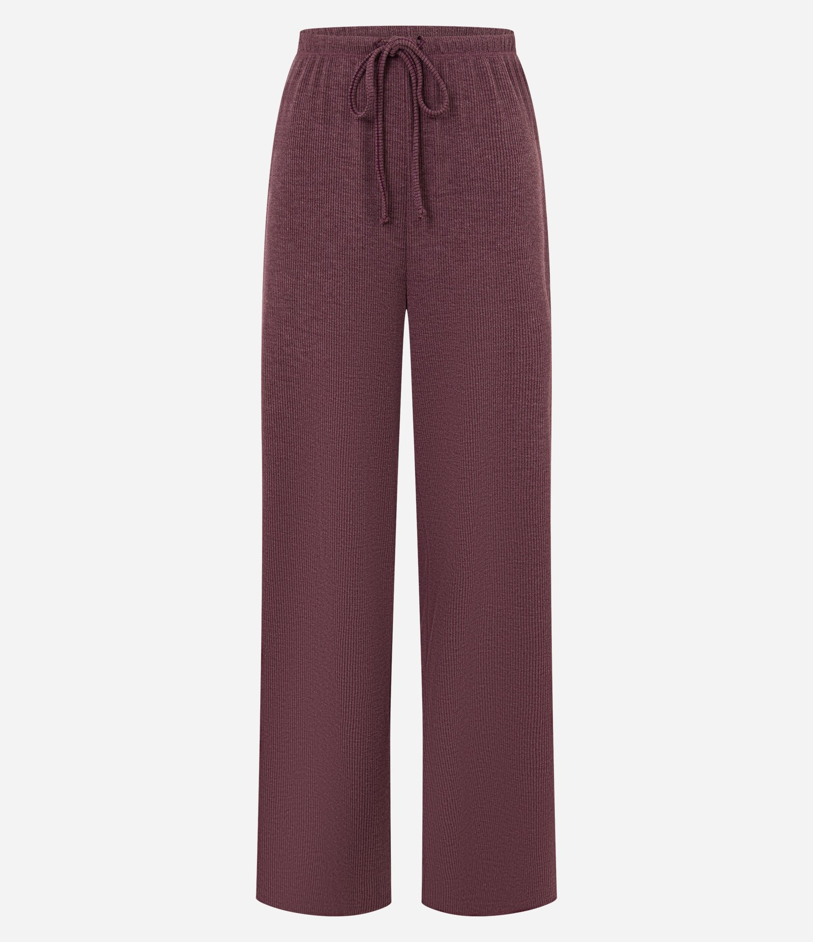 Calça Flare Canelada com Amarração no Cós Vinho 5