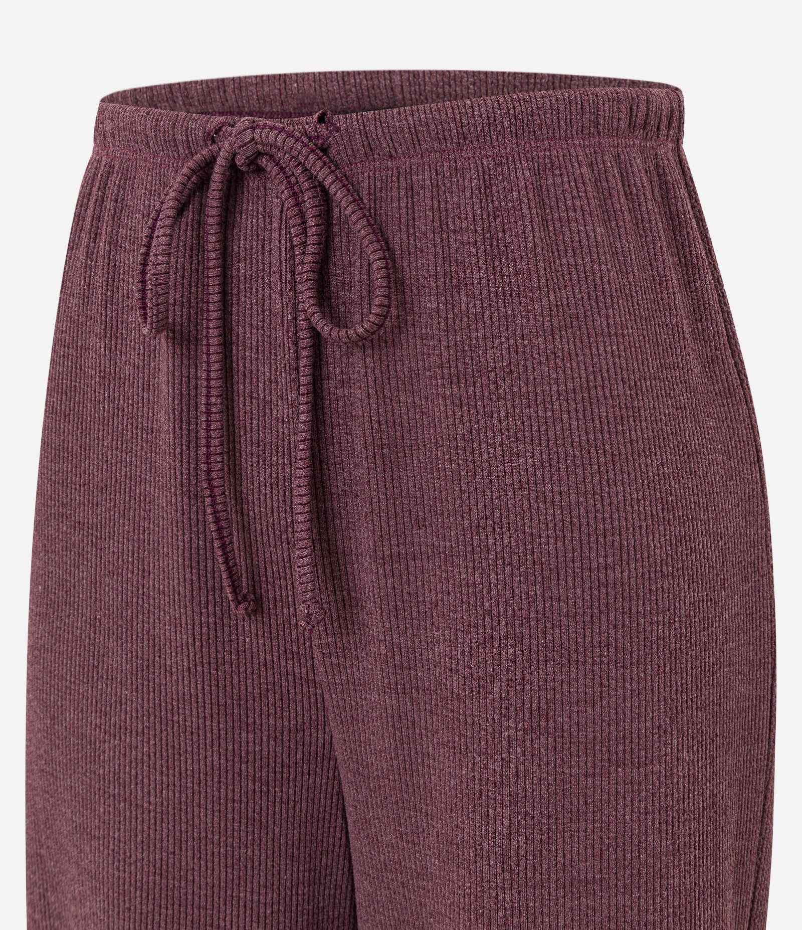 Calça Flare Canelada com Amarração no Cós Vinho 6