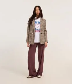 Calça Flare Canelada com Amarração no Cós