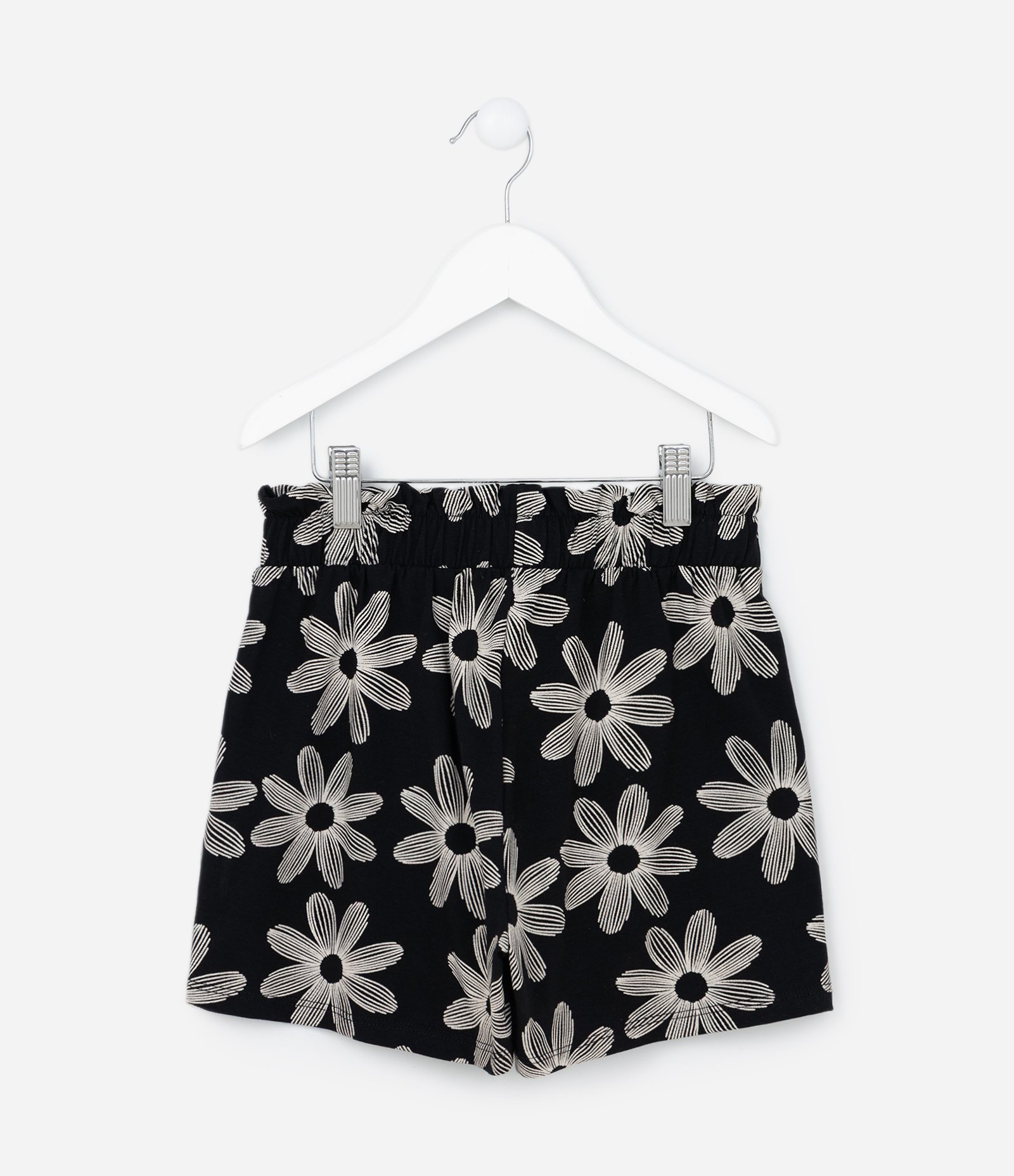 Short Clochard Infantil com Estampa Floral - Tam  5 a 14 Anos Preto 2