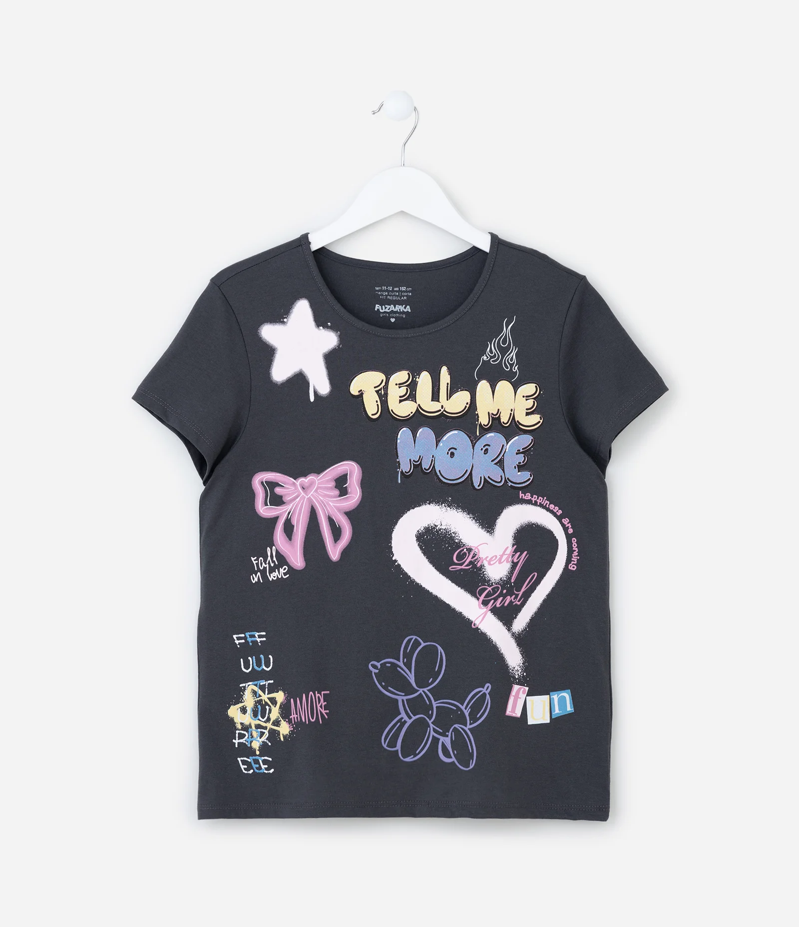 Camiseta Infantil com Estampa Doodles Grafitados - Tam 5 a 14 Anos Cinza 1