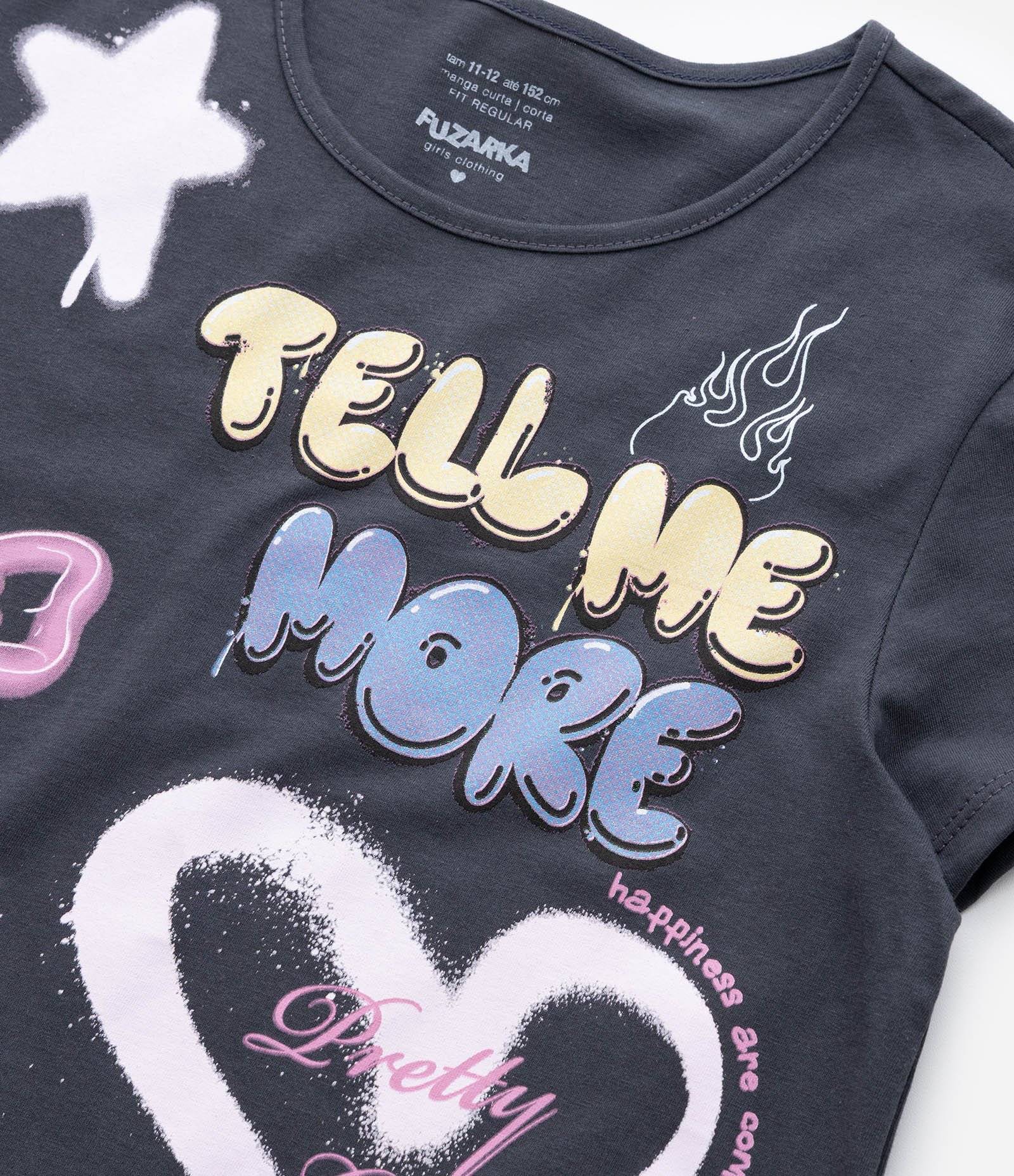 Camiseta Infantil com Estampa Doodles Grafitados - Tam 5 a 14 Anos Cinza 5